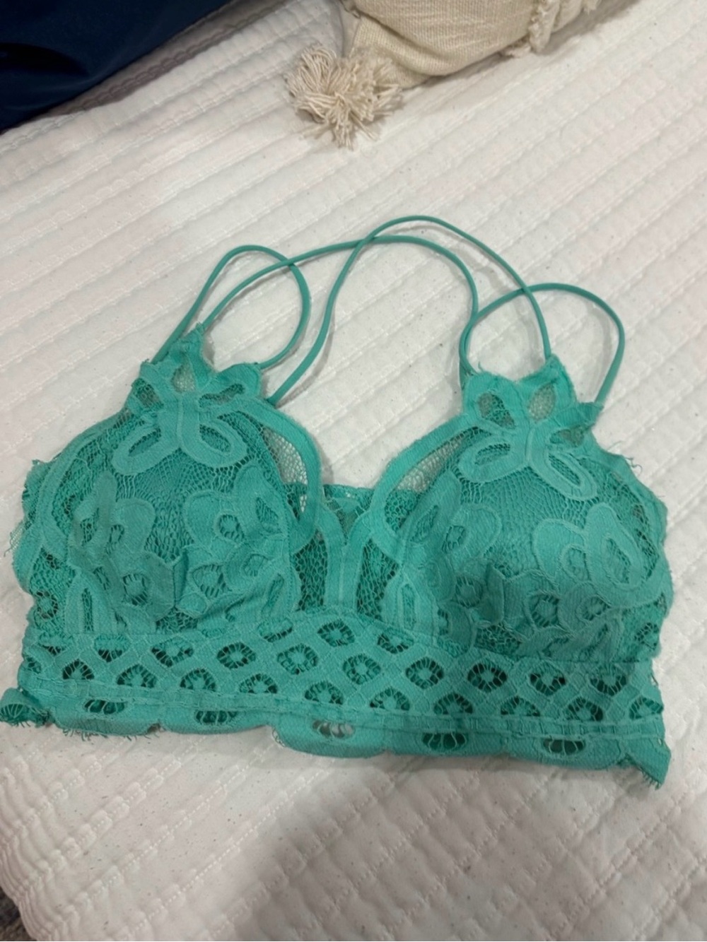 Zenana Outfitters Teal Lace Floral Bralette